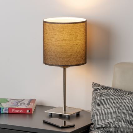 Eglo - Lámpara de mesa LED TUNJA 1xE27/60W/230V 26,5 cm cromo mate/marrón