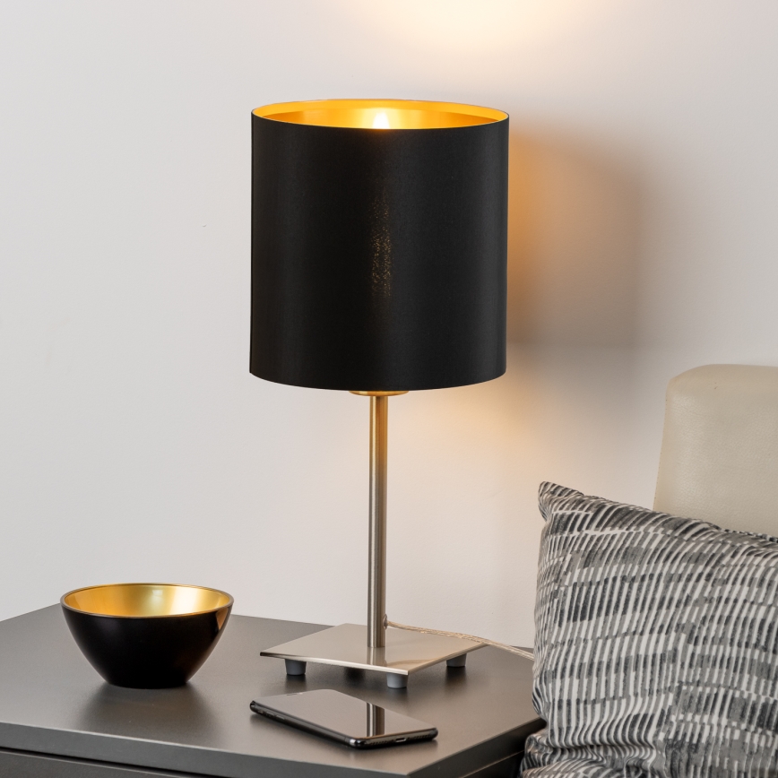 Eglo - Lámpara de mesa LED TUNJA 1xE27/60W/230V 26,5 cm cromo mate/negro
