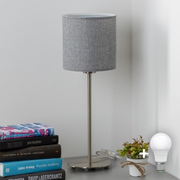 Eglo - Lámpara de mesa LED TUNJA 1xE27/60W/230V 38,5 cm cromo mate/gris