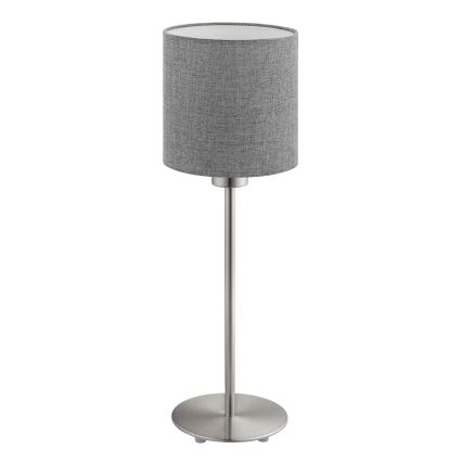 Eglo - Lámpara de mesa LED TUNJA 1xE27/60W/230V 38,5 cm cromo mate/gris