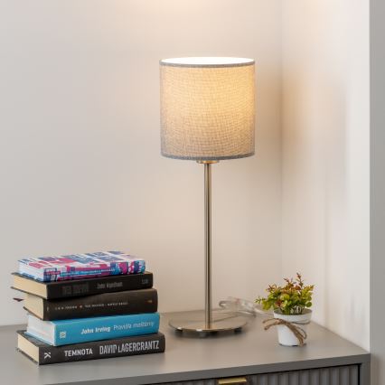 Eglo - Lámpara de mesa LED TUNJA 1xE27/60W/230V 38,5 cm cromo mate/gris