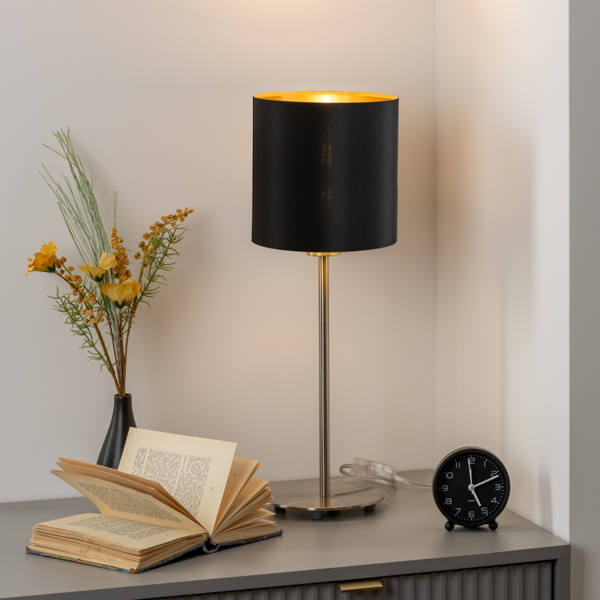 Eglo - Lámpara de mesa LED TUNJA 1xE27/60W/230V 38,5 cm cromo mate/negro