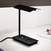 Eglo - Lámpara de mesa táctil LED regulable con cargador inalámbrico LED/5,8W/230V negro