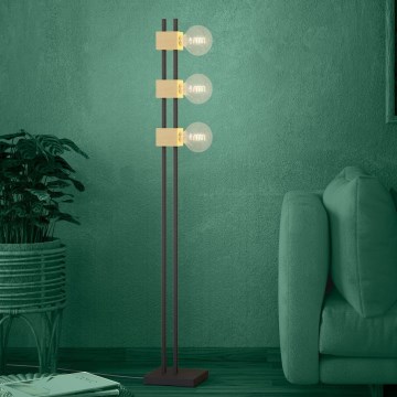 Eglo - Lámpara de pie 3xE27/40W/230V negro/marrón