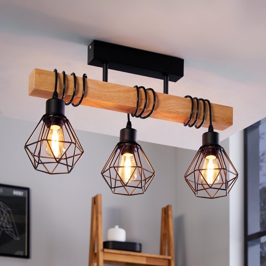 Eglo - Lámpara de techo TOWNSHEND 3xE27/60W/230V - FSC Certificado