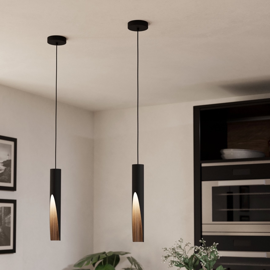 Eglo - Lámpara LED colgante 1xGU10/4,5W/230V 3000K negro/marrón
