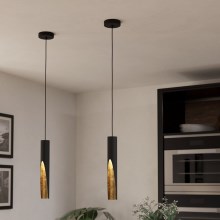Eglo - Lámpara LED colgante 1xGU10/4,5W/230V negro/dorado