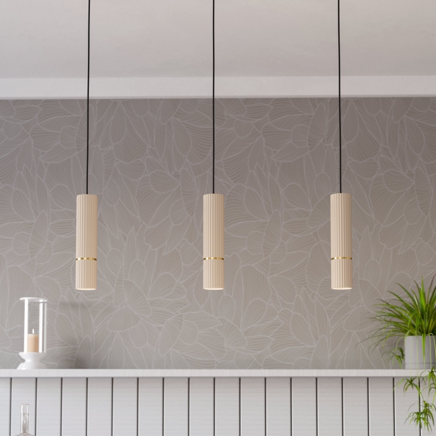 Eglo - Lámpara LED colgante 3xGU10/5W/230V 3000K beige