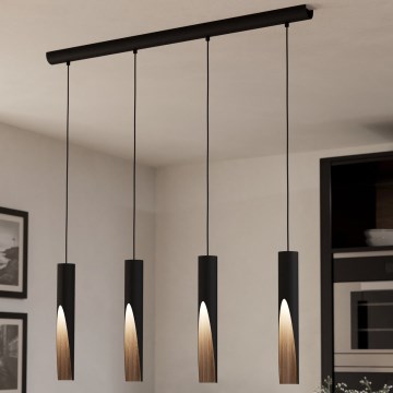 Eglo - Lámpara LED colgante 4xGU10/4,5W/230V 3000K negro/marrón