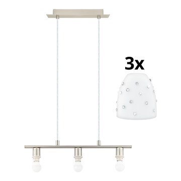 Eglo - Lámpara LED colgante MY CHOICE 3xE14/4W/230V cromo mate/blanco