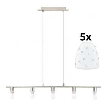 Eglo - Lámpara LED colgante MY CHOICE 5xE14/4W/230V cromo mate/blanco