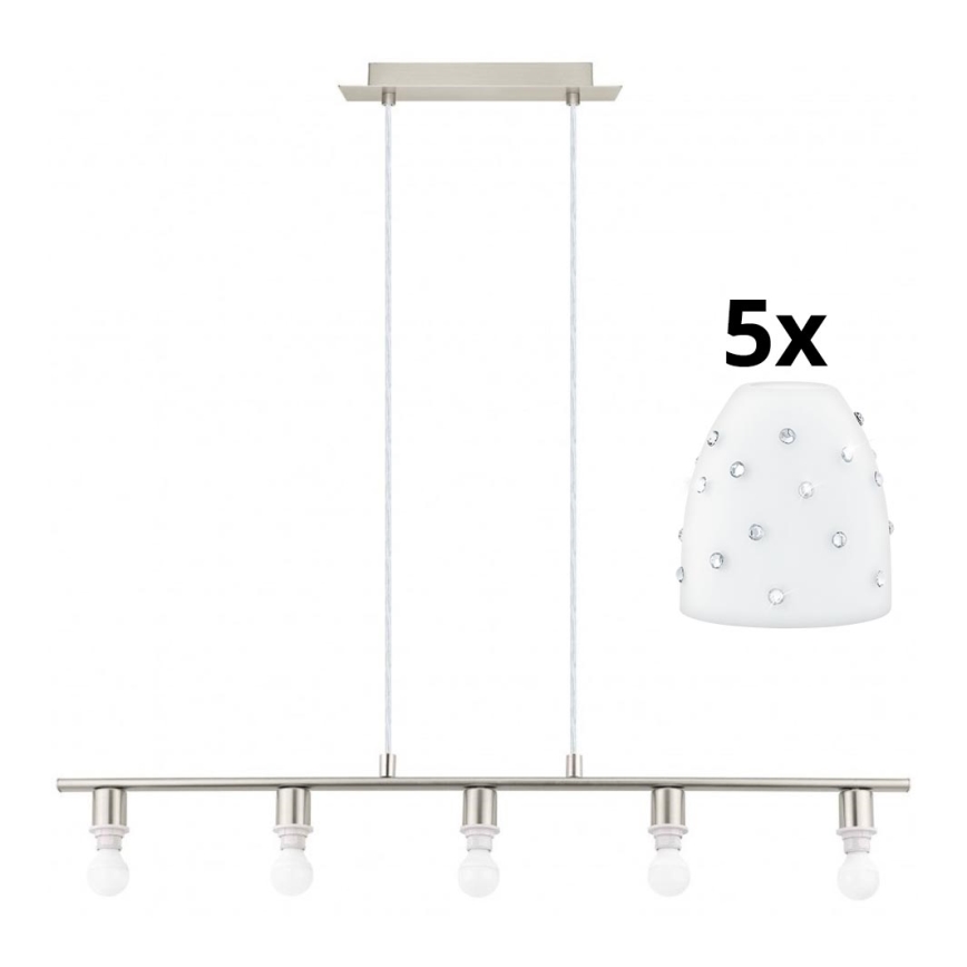 Eglo - Lámpara LED colgante MY CHOICE 5xE14/4W/230V cromo mate/blanco