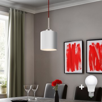 Eglo - Lámpara LED colgante TUNJA 1xE27/60W/230V blanco