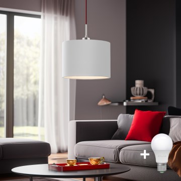 Eglo - Lámpara LED colgante TUNJA 1xE27/60W/230V blanco
