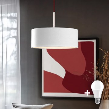 Eglo - Lámpara LED colgante TUNJA 1xE27/60W/230V blanco