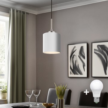 Eglo - Lámpara LED colgante TUNJA 1xE27/60W/230V blanco