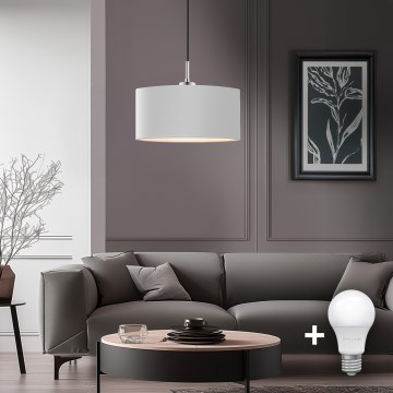 Eglo - Lámpara LED colgante TUNJA 1xE27/60W/230V blanco