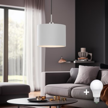Eglo - Lámpara LED colgante TUNJA 1xE27/60W/230V blanco