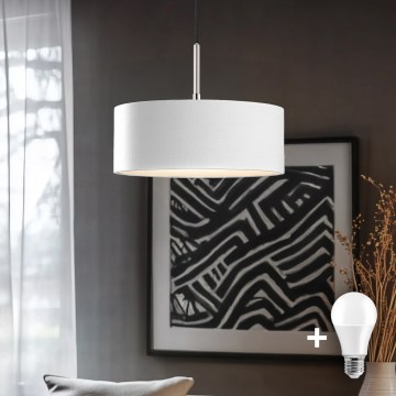 Eglo - Lámpara LED colgante TUNJA 1xE27/60W/230V blanco