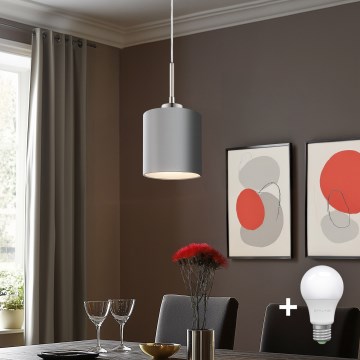 Eglo - Lámpara LED colgante TUNJA 1xE27/60W/230V gris
