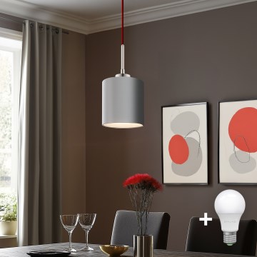 Eglo - Lámpara LED colgante TUNJA 1xE27/60W/230V gris