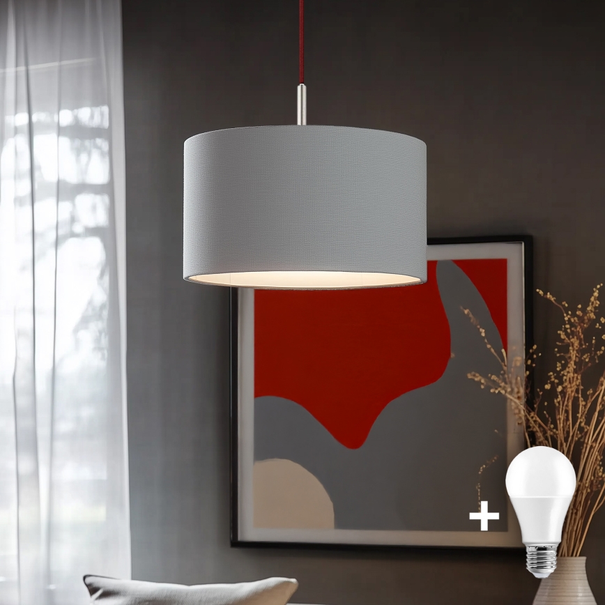 Eglo - Lámpara LED colgante TUNJA 1xE27/60W/230V gris