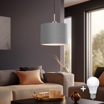 Eglo - Lámpara LED colgante TUNJA 1xE27/60W/230V gris