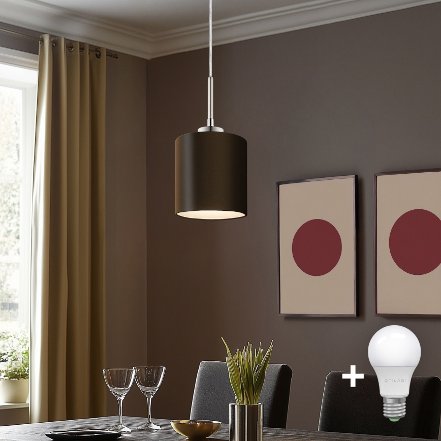 Eglo - Lámpara LED colgante TUNJA 1xE27/60W/230V marrón