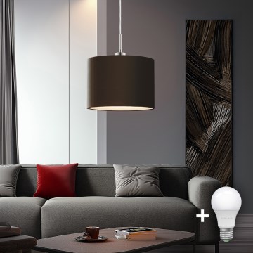 Eglo - Lámpara LED colgante TUNJA 1xE27/60W/230V marrón
