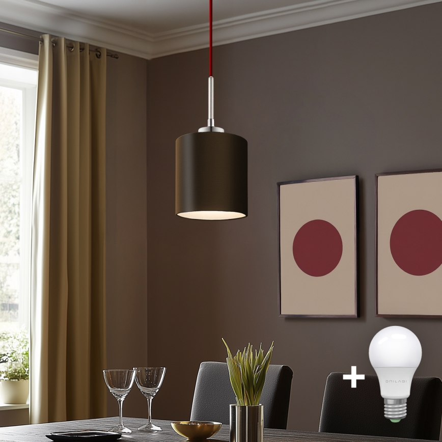 Eglo - Lámpara LED colgante TUNJA 1xE27/60W/230V marrón