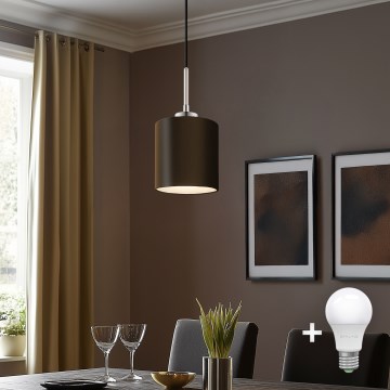 Eglo - Lámpara LED colgante TUNJA 1xE27/60W/230V marrón