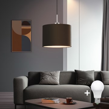 Eglo - Lámpara LED colgante TUNJA 1xE27/60W/230V marrón