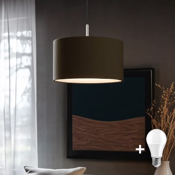 Eglo - Lámpara LED colgante TUNJA 1xE27/60W/230V marrón