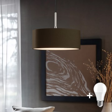 Eglo - Lámpara LED colgante TUNJA 1xE27/60W/230V marrón