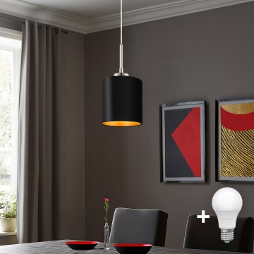 Eglo - Lámpara LED colgante TUNJA 1xE27/60W/230V negro
