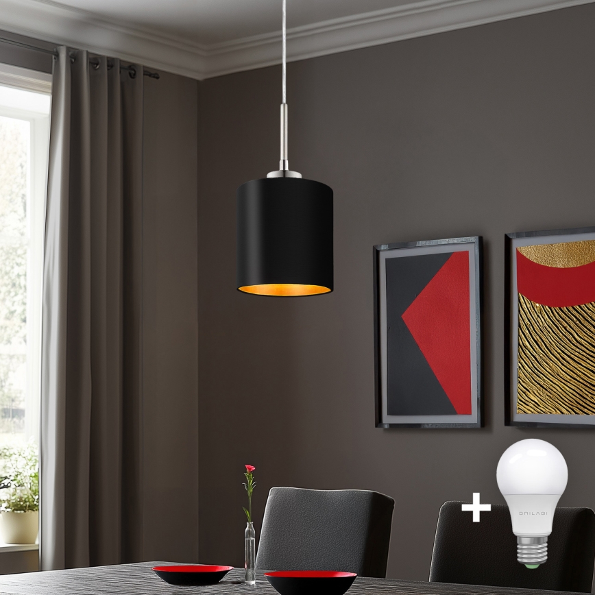 Eglo - Lámpara LED colgante TUNJA 1xE27/60W/230V negro