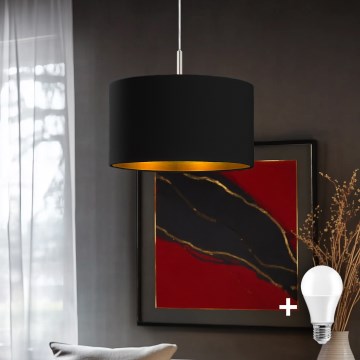 Eglo - Lámpara LED colgante TUNJA 1xE27/60W/230V negro