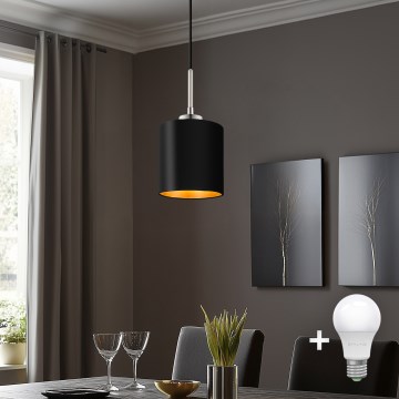 Eglo - Lámpara LED colgante TUNJA 1xE27/60W/230V negro