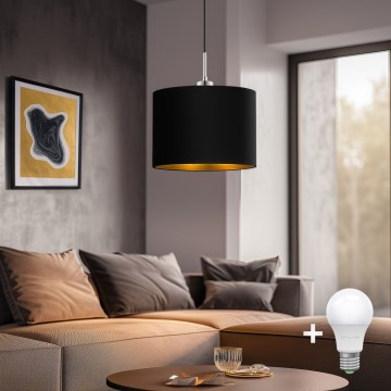 Eglo - Lámpara LED colgante TUNJA 1xE27/60W/230V negro