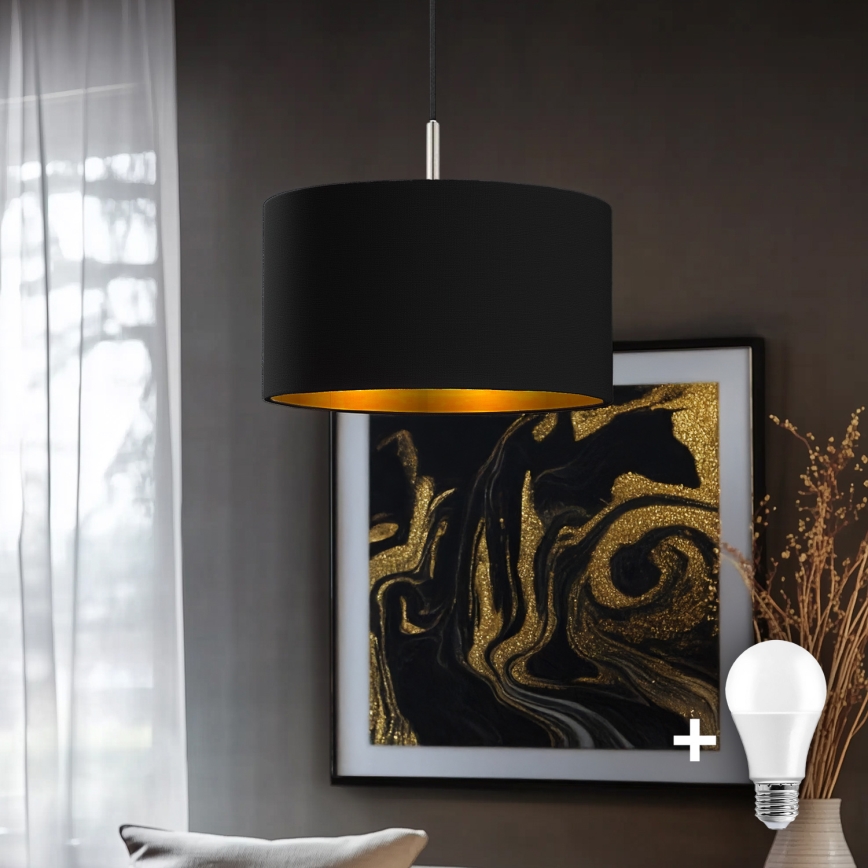 Eglo - Lámpara LED colgante TUNJA 1xE27/60W/230V negro