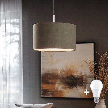 Eglo - Lámpara LED colgante TUNJA 1xE27/60W/230V taupe