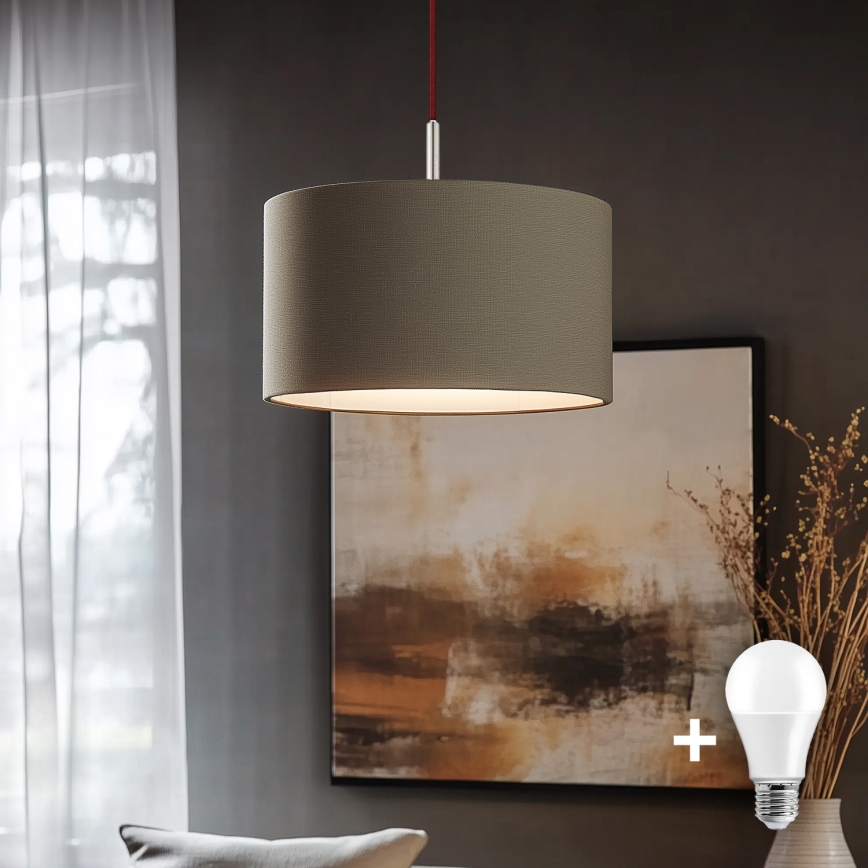 Eglo - Lámpara LED colgante TUNJA 1xE27/60W/230V taupe