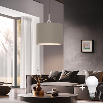 Eglo - Lámpara LED colgante TUNJA 1xE27/60W/230V taupe