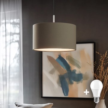Eglo - Lámpara LED colgante TUNJA 1xE27/60W/230V taupe