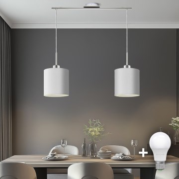 Eglo - Lámpara LED colgante TUNJA 2xE27/60W/230V blanco