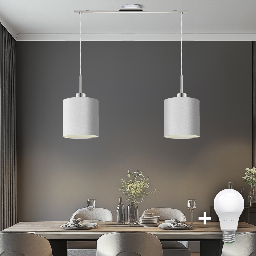 Eglo - Lámpara LED colgante TUNJA 2xE27/60W/230V blanco