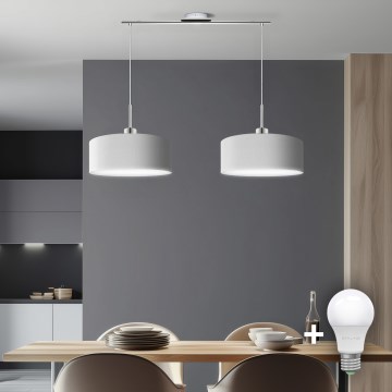 Eglo - Lámpara LED colgante TUNJA 2xE27/60W/230V blanco