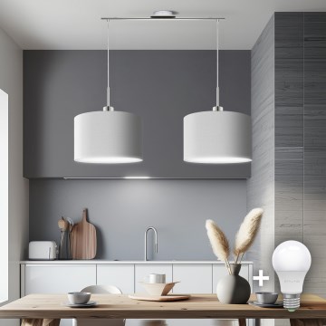Eglo - Lámpara LED colgante TUNJA 2xE27/60W/230V blanco