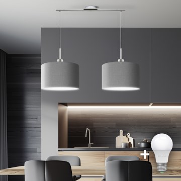 Eglo - Lámpara LED colgante TUNJA 2xE27/60W/230V gris