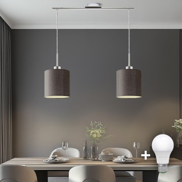 Eglo - Lámpara LED colgante TUNJA 2xE27/60W/230V marrón